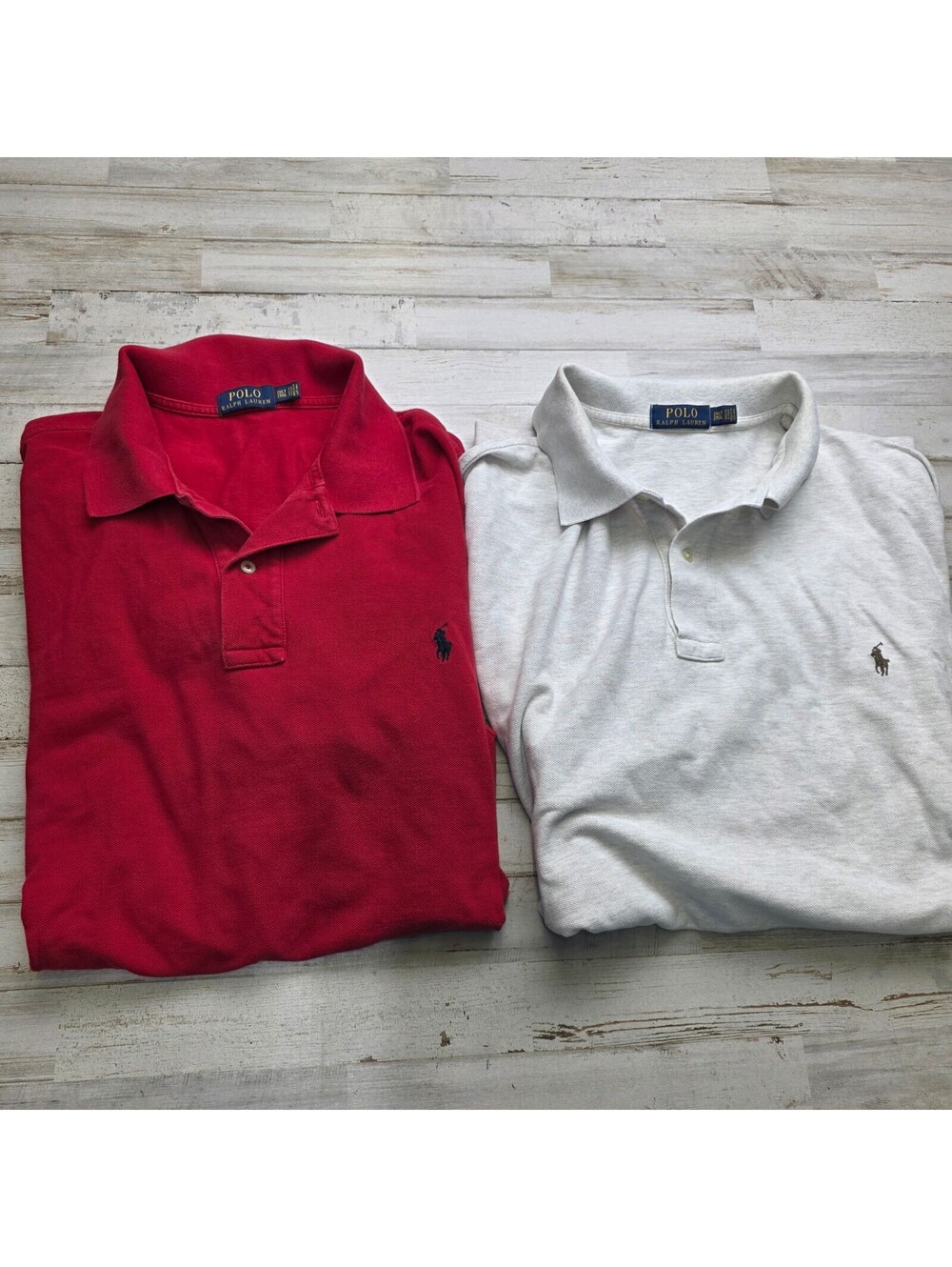 Lot 2 Polo Ralph Lauren Polo Shirts Men's 2XLT Red Gray Big Tall Cotton Pony
